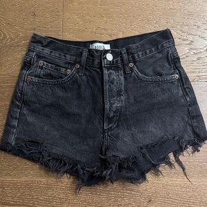 AGOLDE Black High Rise Cut Off Denim Shorts Raw Hem Size 23